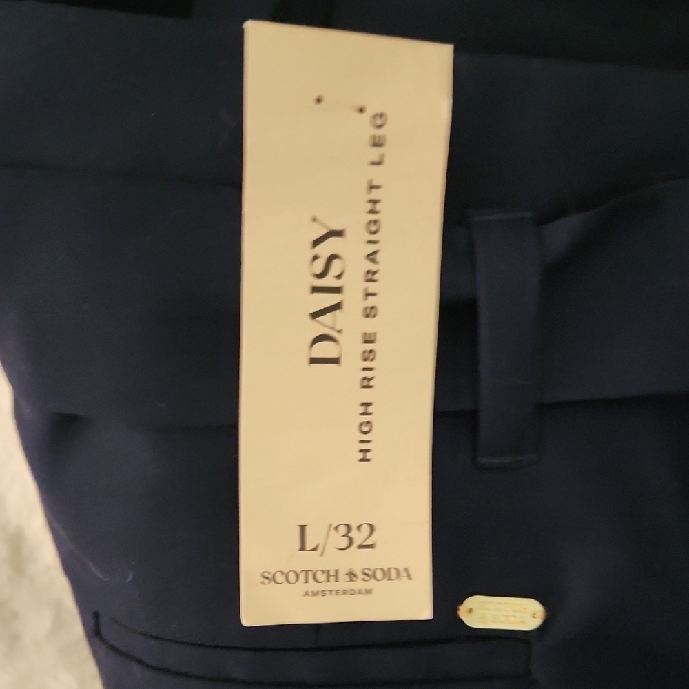 NWT Scotch & Soda Dark Blue Pants with Belt-Size L/32 - Picture 5 of 8